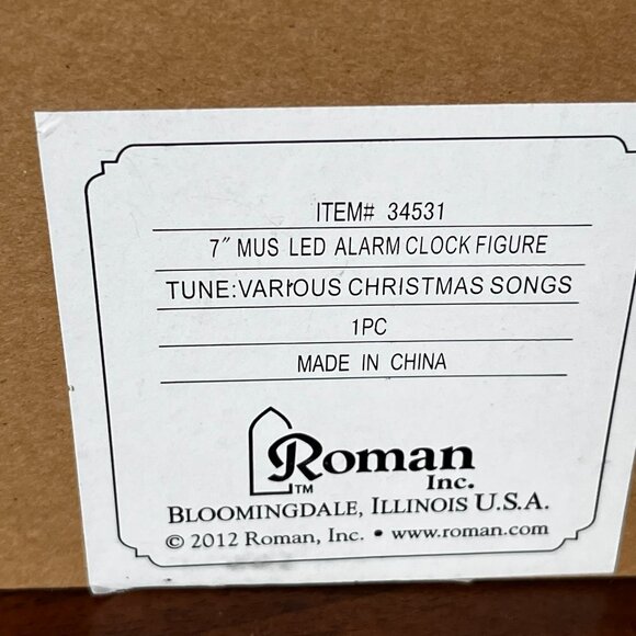 Roman Amusements 6" LED Musical Alarm Clock Figure 2012 Christmas Decor #34531 - Picture 11 of 17